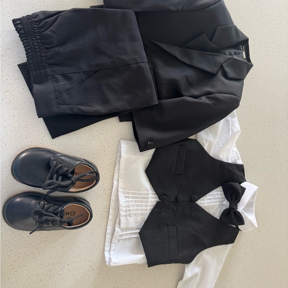 Toddler tuxedo and shoes